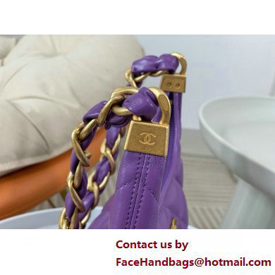 Chanel Shiny Lambskin  &  Gold-Tone Metal Small Hobo Bag PURPLE AS4922 2025